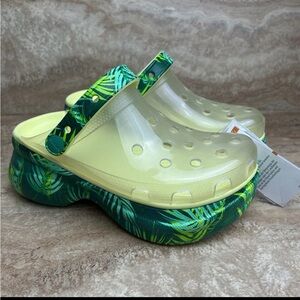 Crocs Women's Classic Bae Platform Translucent Tropical Clogs